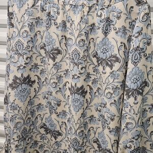 LOFT Cream Blouse with Blue and Brown Floral Print